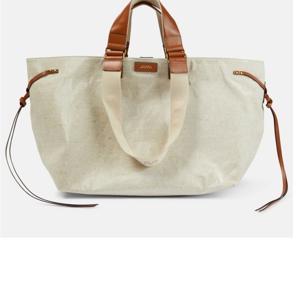 Isabel Marant Wardy leather-trimmed canvas tote bag - Picture 1 of 6